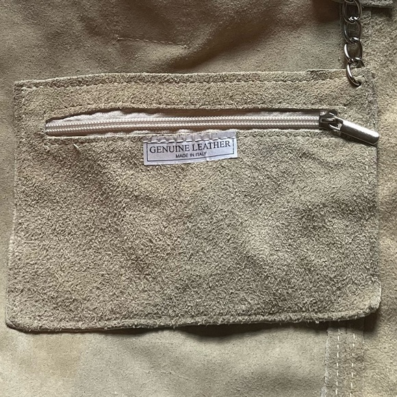 Genuine Leather Tan Suede Slouchy Shoulder Bag - Picture 4 of 7